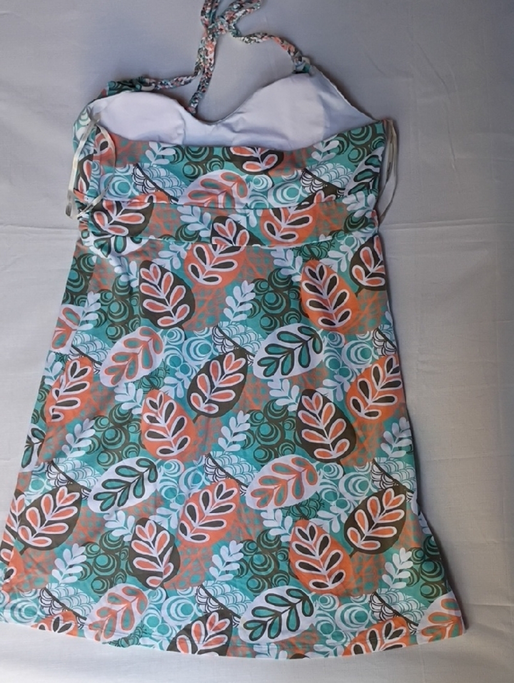 Tommy Bahama Women's Summer Dress Light Aqua & Coral Printed Halter Size L - Picture 3 of 8